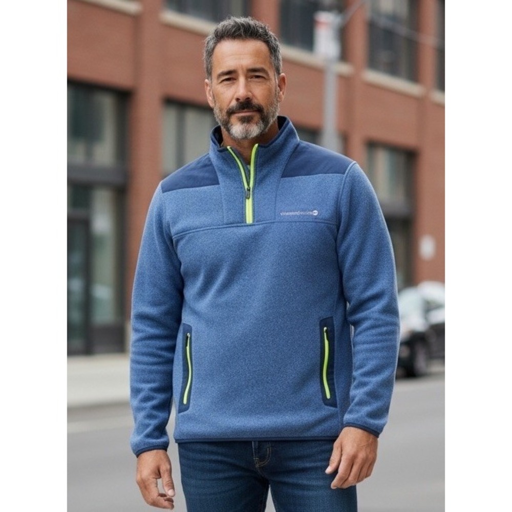 Vineyard Vines Sweater Fleece Shep Shirt Mens Small Blue Moonshine 1/4 Zip